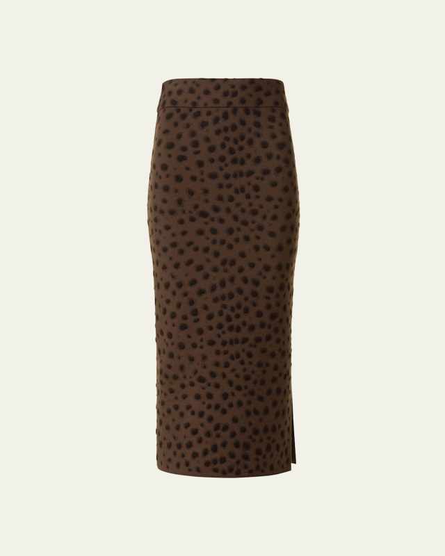 Leopard Jacquard Knit Midi Tube Skirt